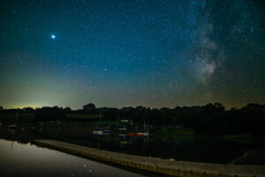 Jupiter and Milky Way over Wimbleball Lake